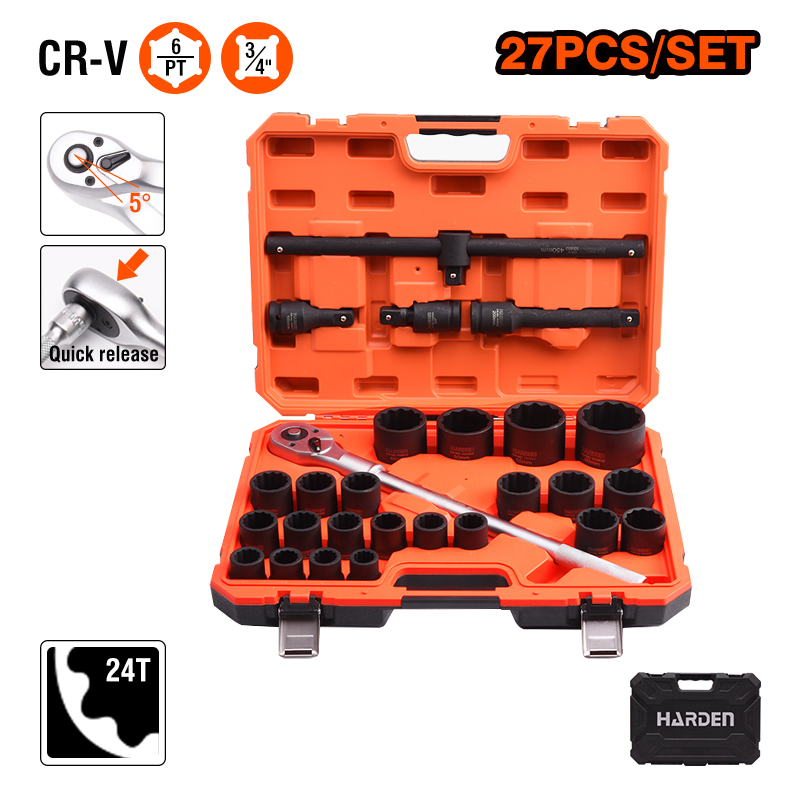 Socket Set - HARDEN 27Pcs 3/4